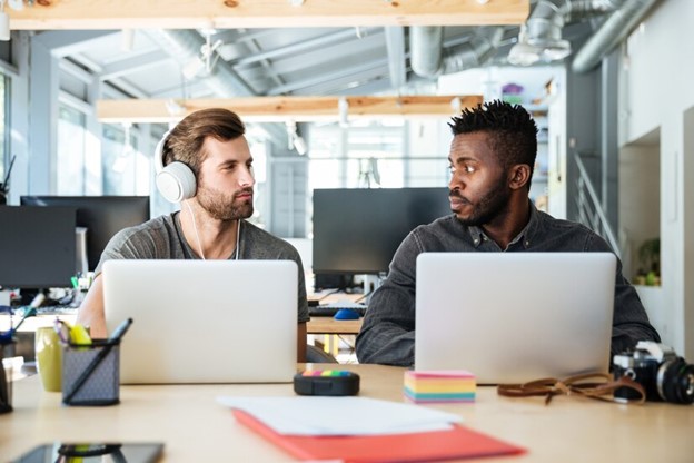 two men discussion advanced marketing strategy
